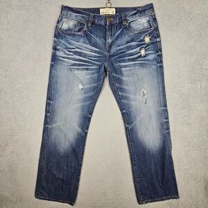 Ecko Unltd Jeans Men's 36x31 Blue 714 Straight Fit Distressed Denim